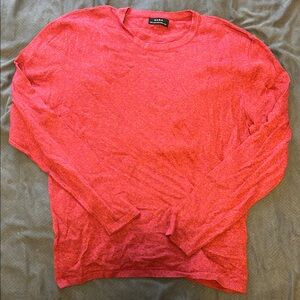 Zara Men's Vibrant Red Cotton Crewneck Sweater